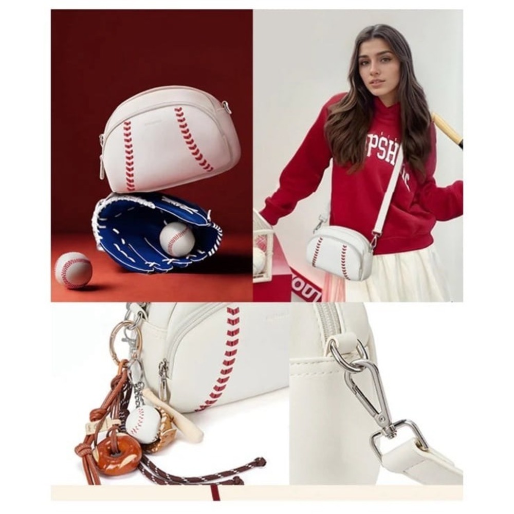 BOSTANTEN Harper Jones crossbody bag features distinctive red baseball-style NWT